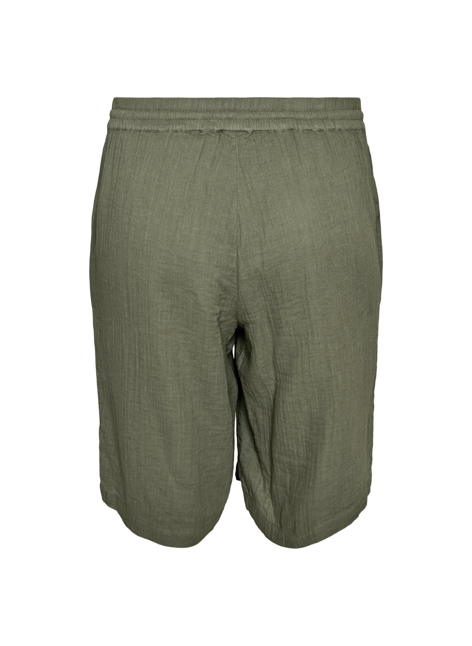ZizziShort ample en mousseline de coton taille haute, Vert, Packshot image number 1