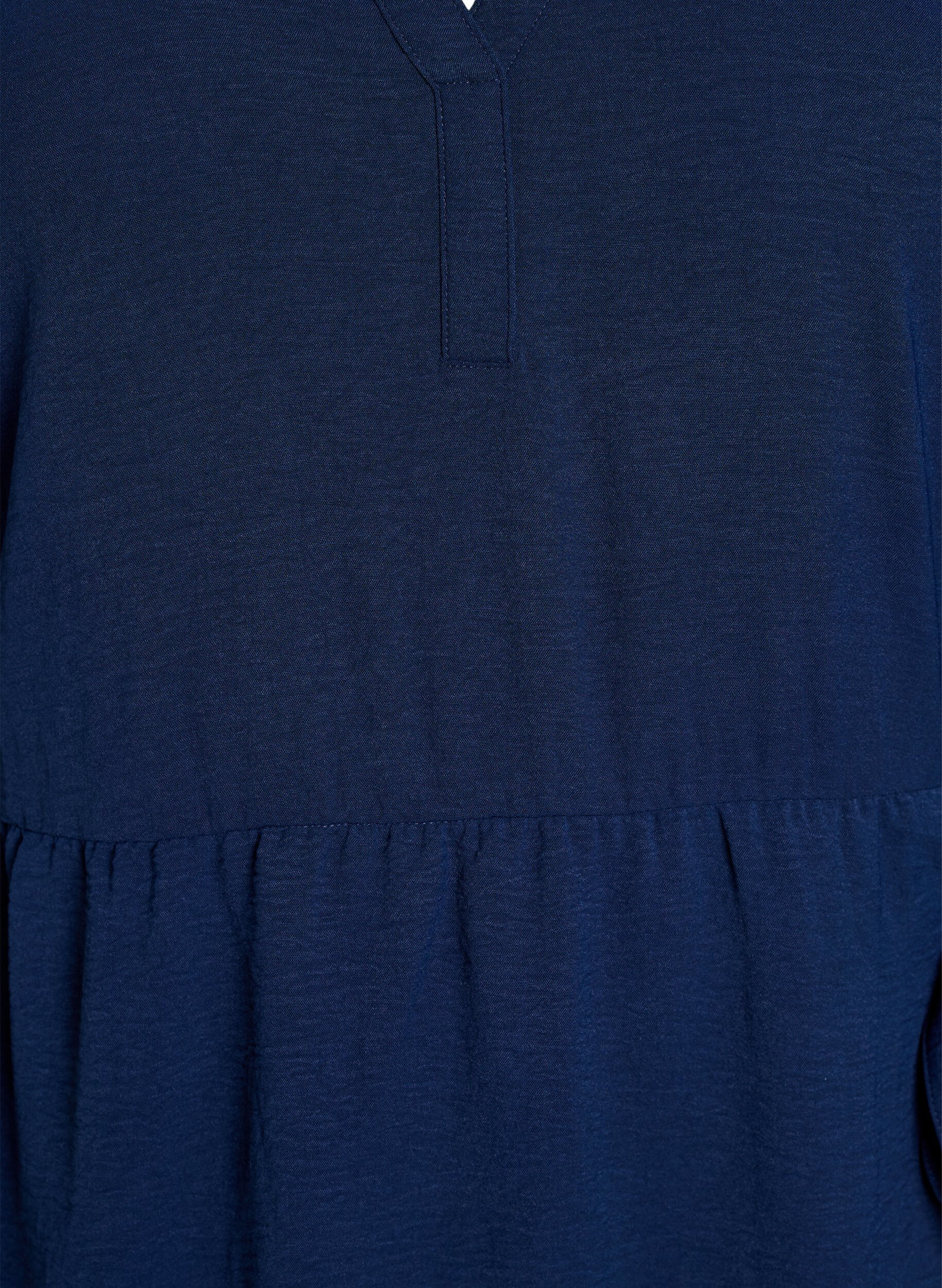 Zizzi Robe mi-longue avec lien &agrave; nouer, Bleu, Packshot image number 2