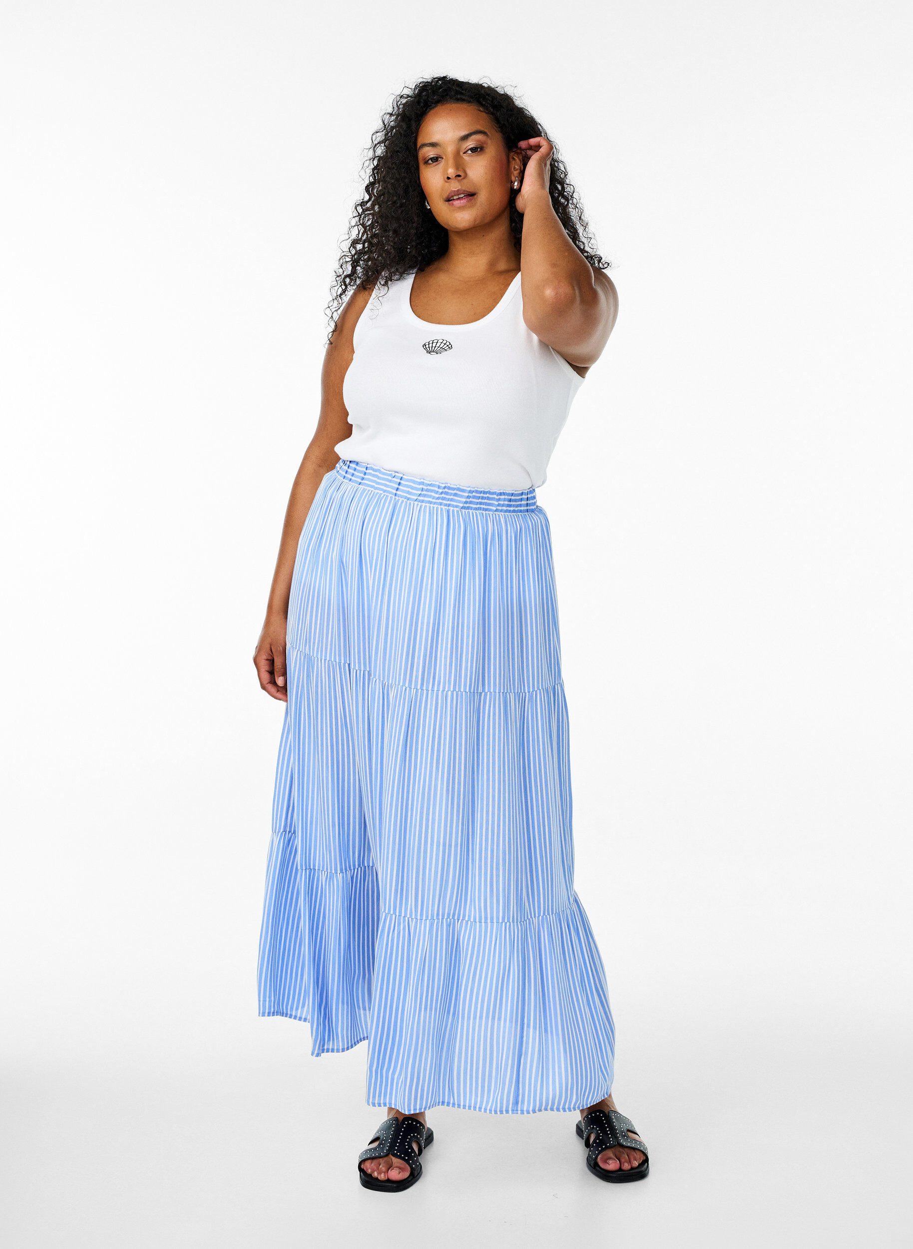 ZizziTailleiertes Top mit Motiv, Wei&szlig;, Model image number 1