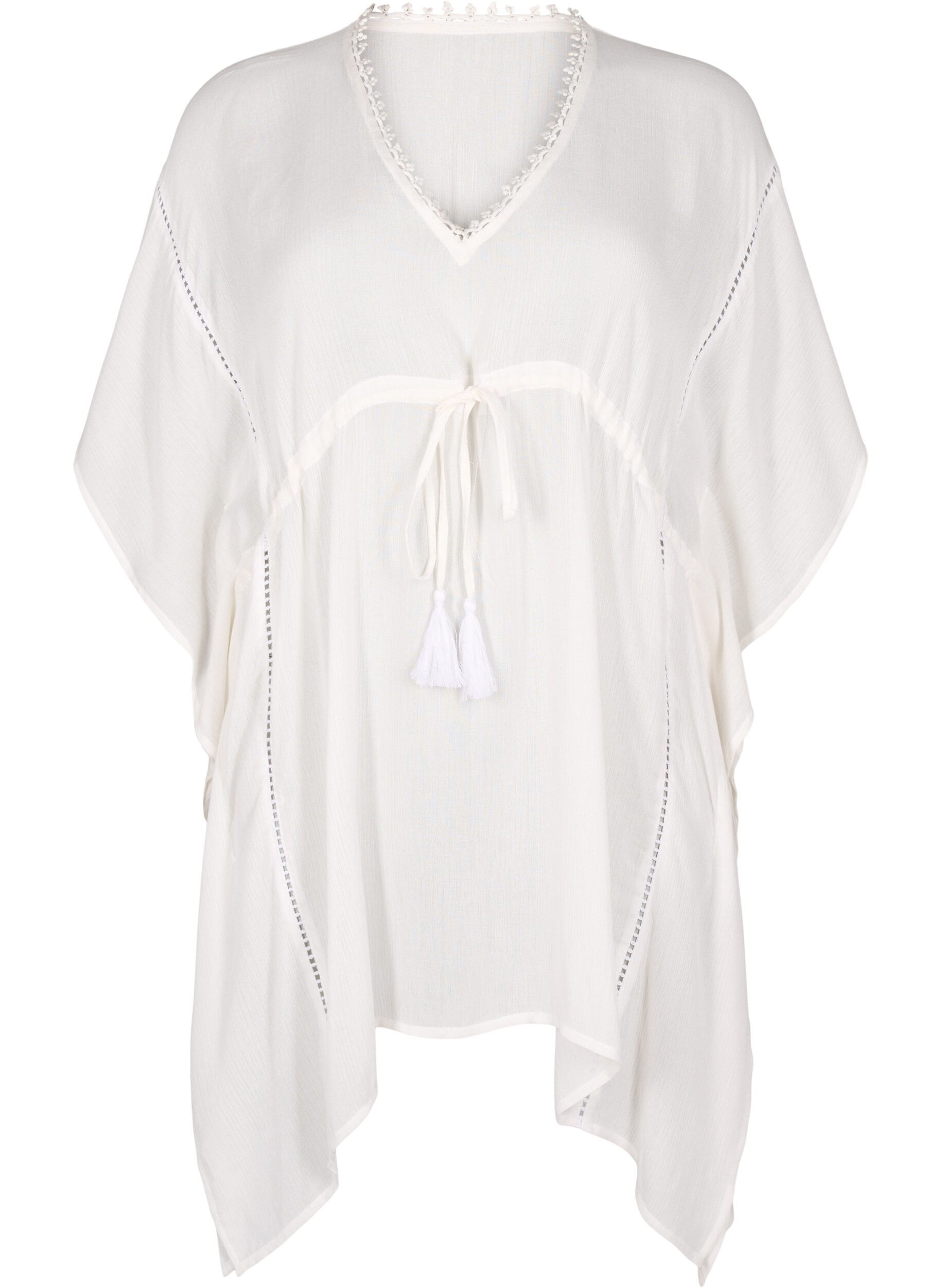 Zizzi Poncho de plage &agrave; nouer &agrave; la taille, Blanc, Packshot image number 0