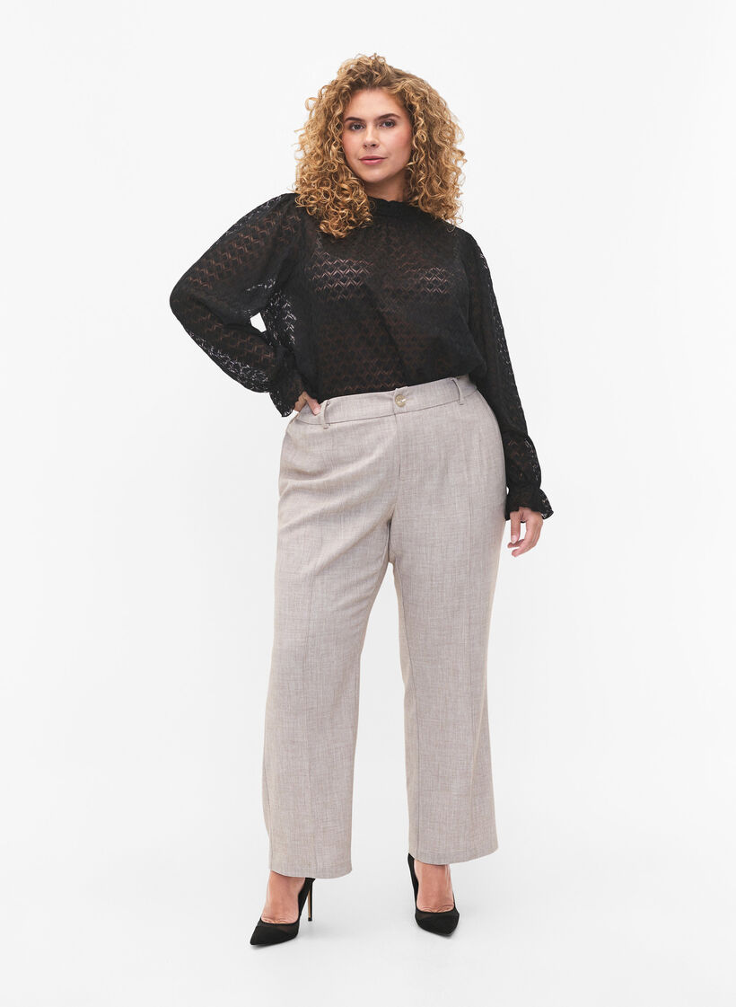  Blouse à manches longues avec texture à motifs, Black, Model image number 2