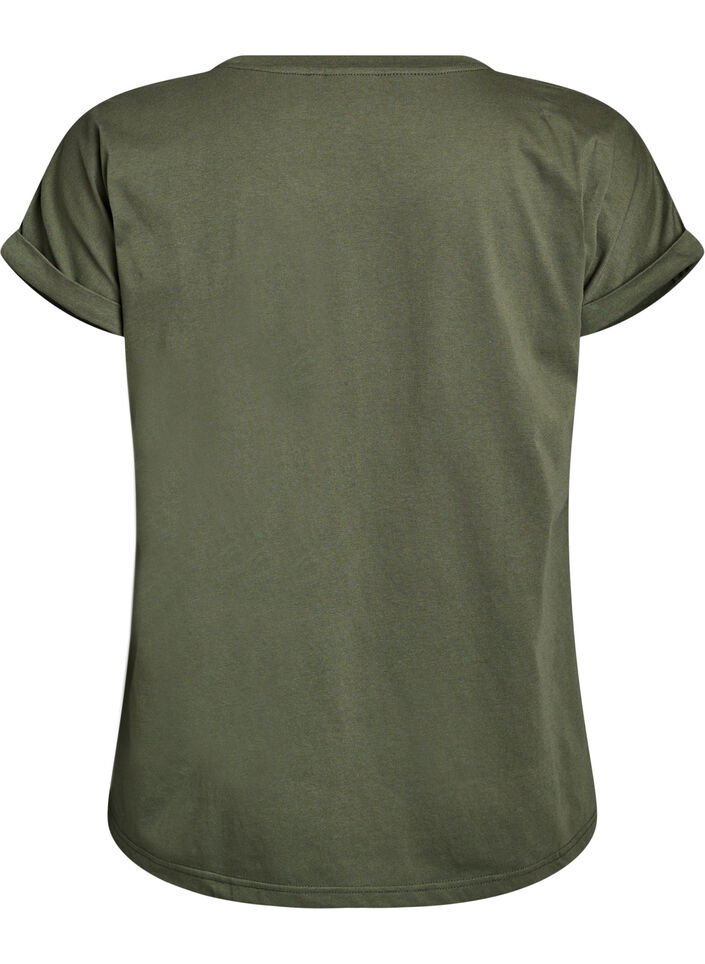 Kurz&auml;rmliges T-Shirt aus einer Baumwollmischung, Gr&uuml;n, Packshot image number 1