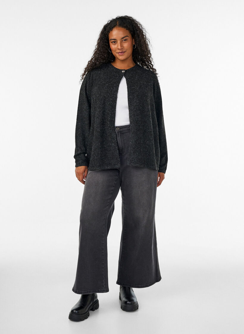 Strickjacke mit Rundhalsausschnitt und Knopfverschluss, Grau, Model image number 1