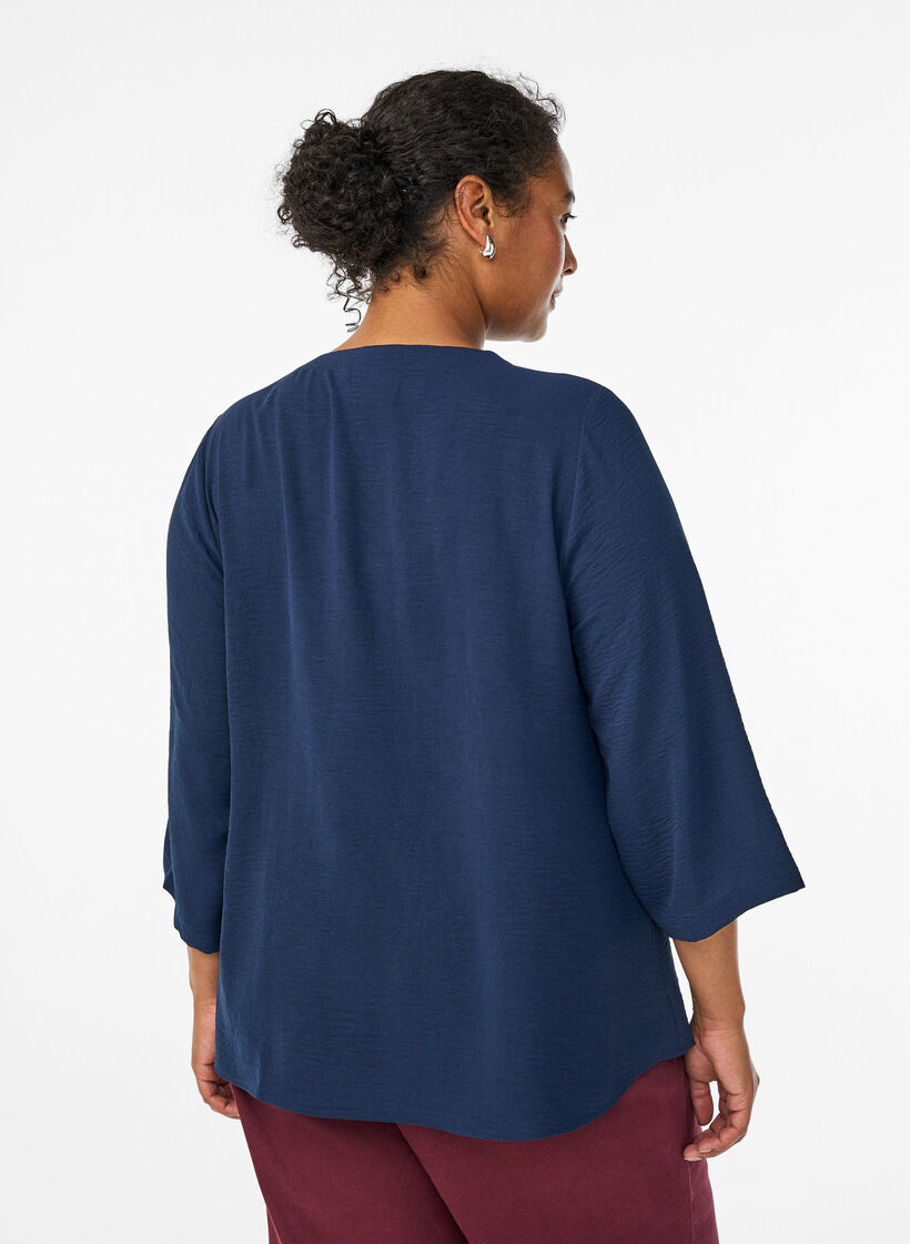  Bluse mit 3/4-&Auml;rmeln, Blau, Model image number 2