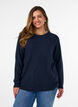 Blouse en maille chin&eacute;e avec col rond, Bleu, Model image number 0