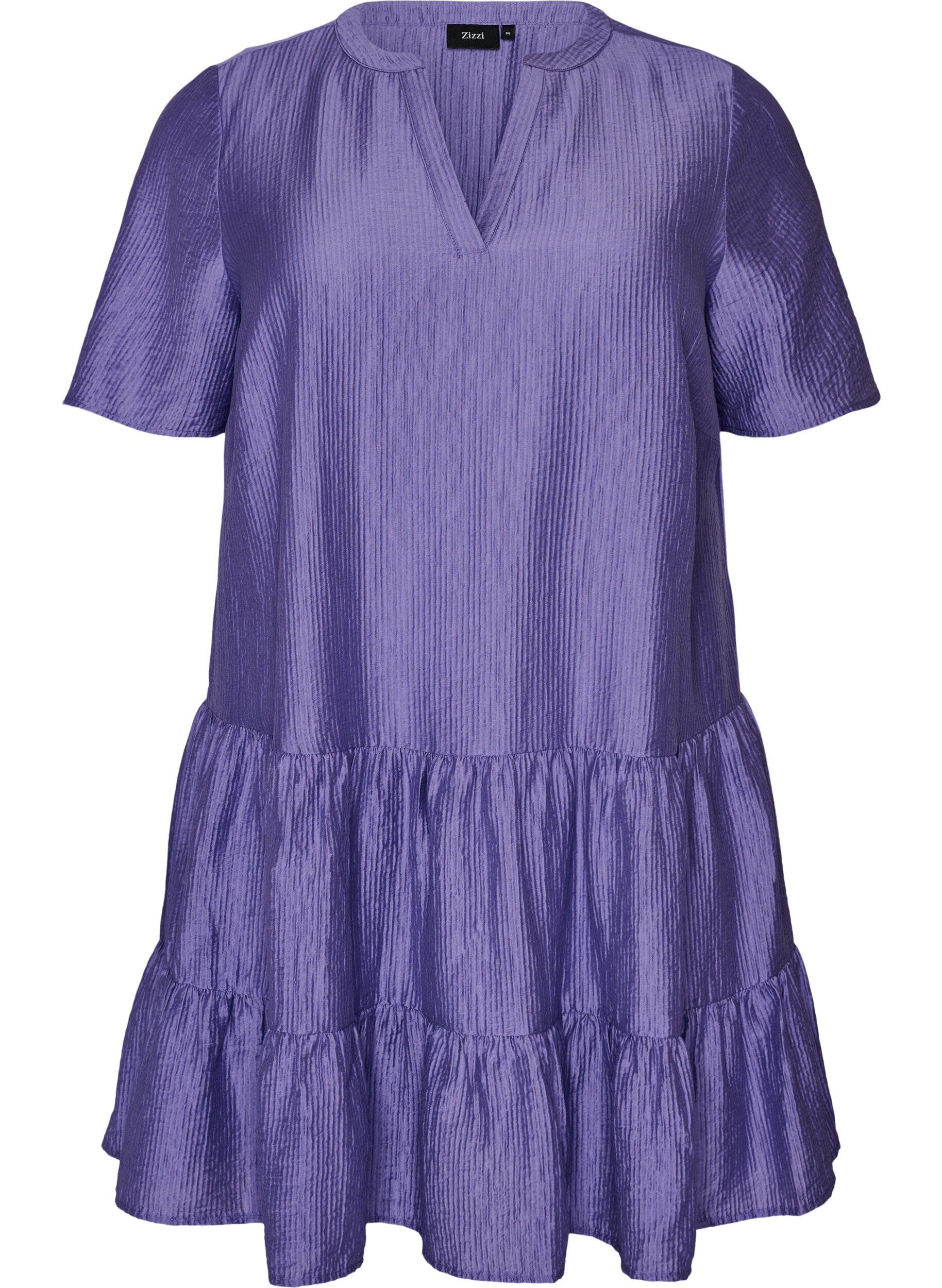 ZizziStrukturiertes A-Linien-Kleid, Lila, Packshot image number 0