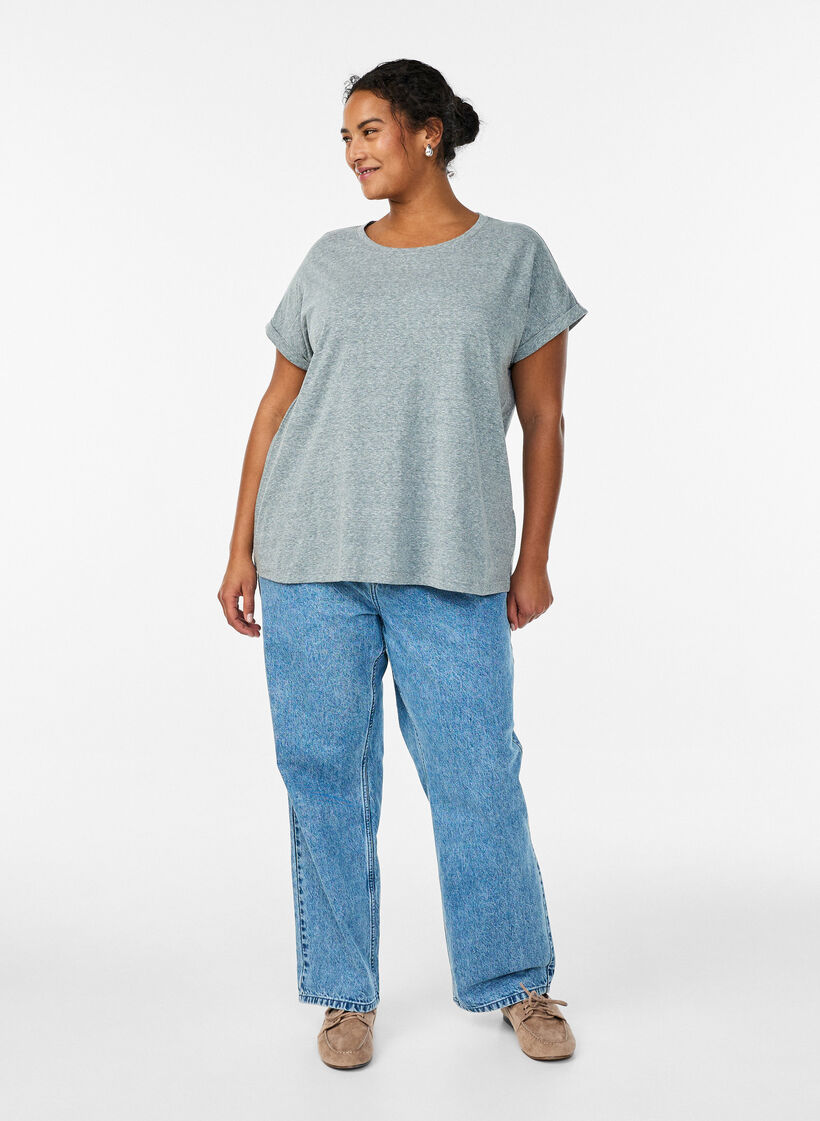 T-shirt m&eacute;lang&eacute; avec manches courtes, Vert fonc&eacute;, Model image number 1