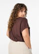 T-shirt &agrave; manches courtes en coton m&eacute;lang&eacute;, Marron, Model image number 2