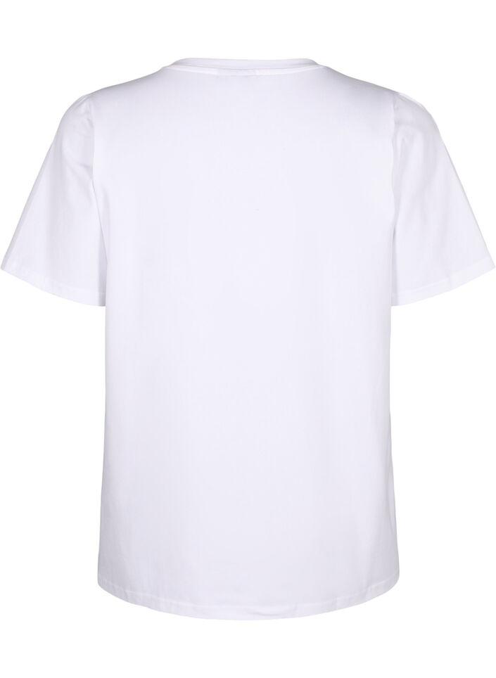 T-shirt en coton bio avec détails brodés, Bright White, Packshot image number 1