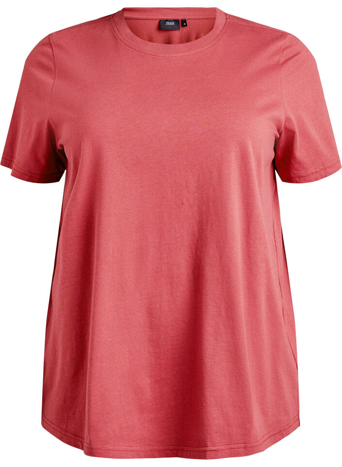 T-shirt basique en coton &agrave; col rond, Rouge, Packshot image number 0