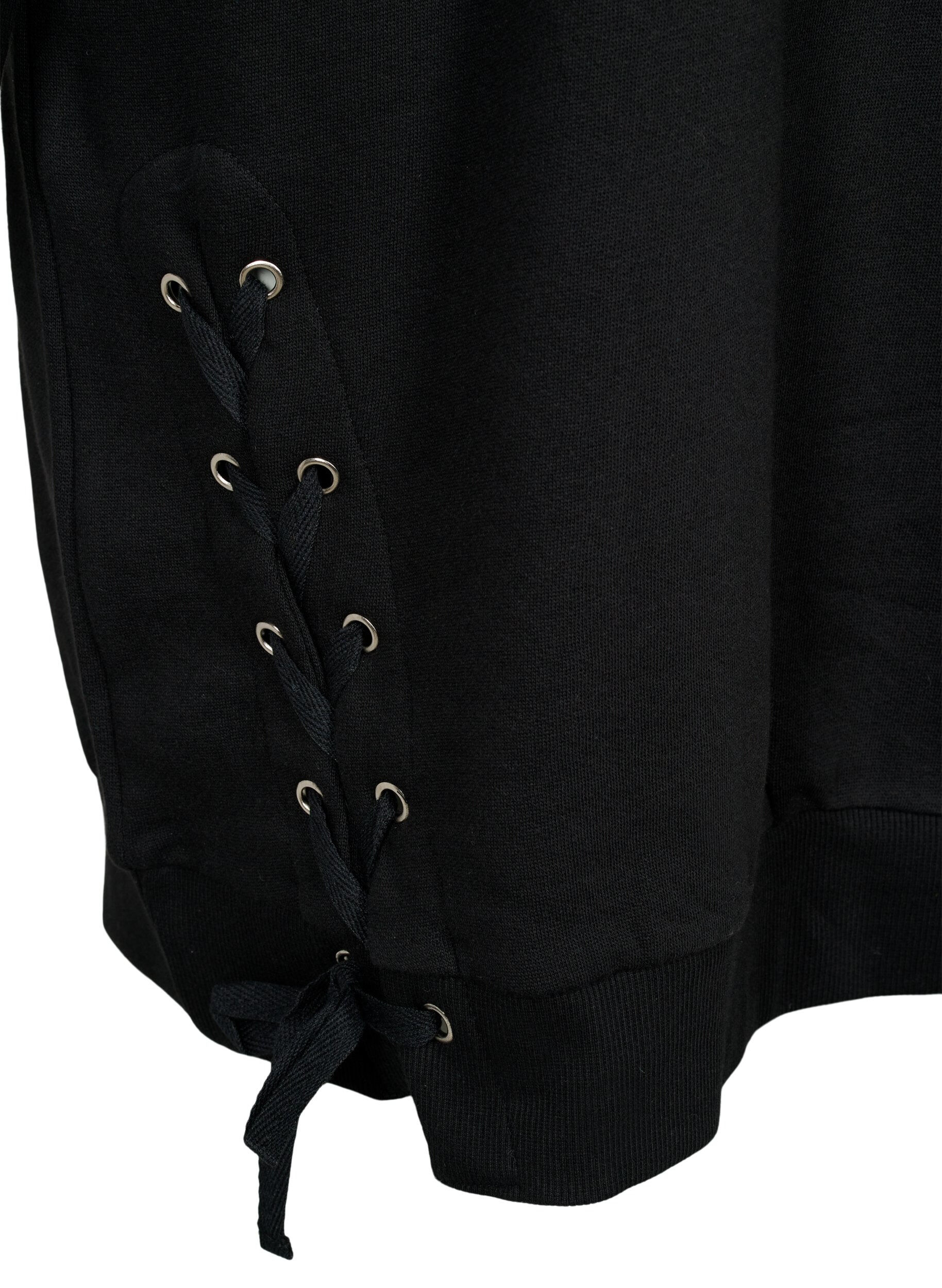 Zizzi Sweater Tunika mit Kordel Details, Black, Packshot image number 3