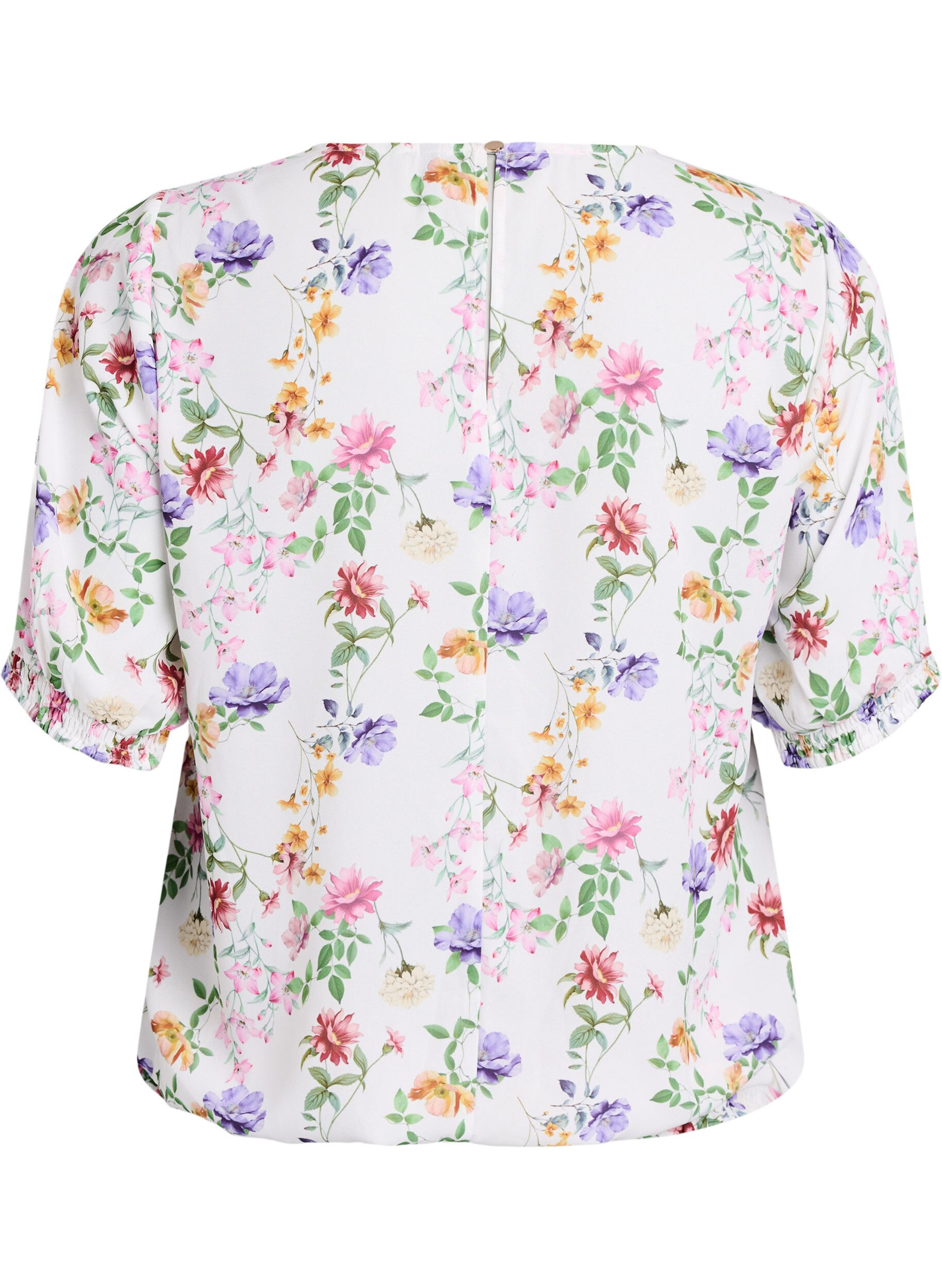 Zizzi Gebl&uuml;mte Bluse mit Puff&auml;rmeln, Rot, Packshot image number 1