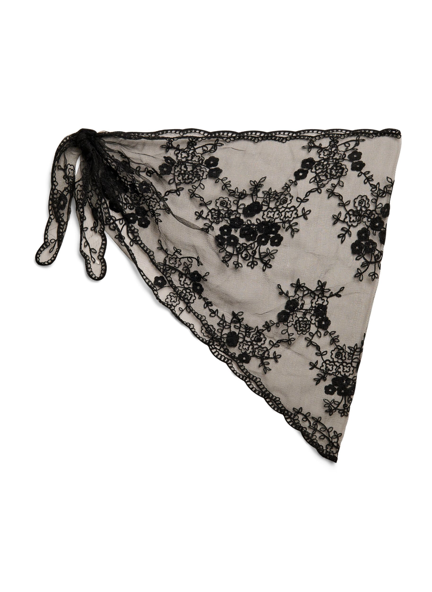 Zizzi&Eacute;charpe triangulaire en dentelle, Noir, Packshot image number 0