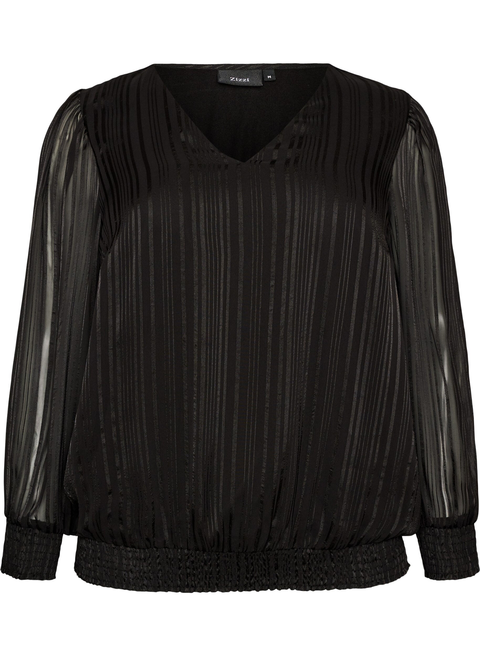 Blouse &agrave; rayures avec coupe ballon