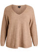 Strickbluse mit V-Ausschnitt und Raglan&auml;rmeln, Braun, Packshot image number 0