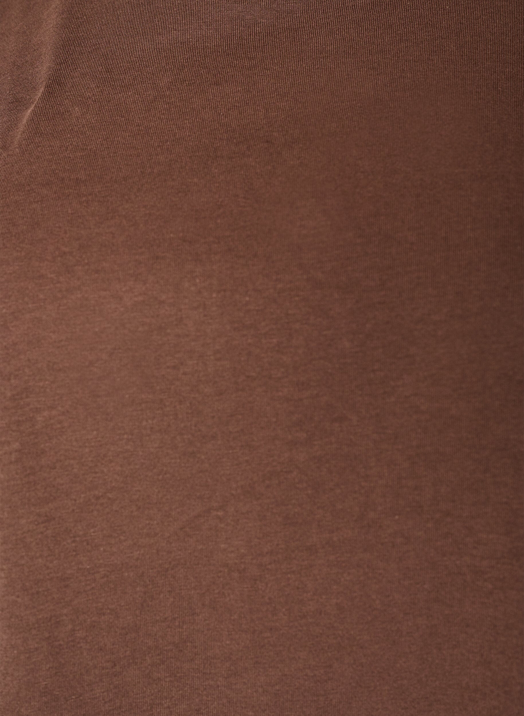 Zizzi T-Shirt mit asymmetrischem Spitzensaum, Braun, Packshot image number 2