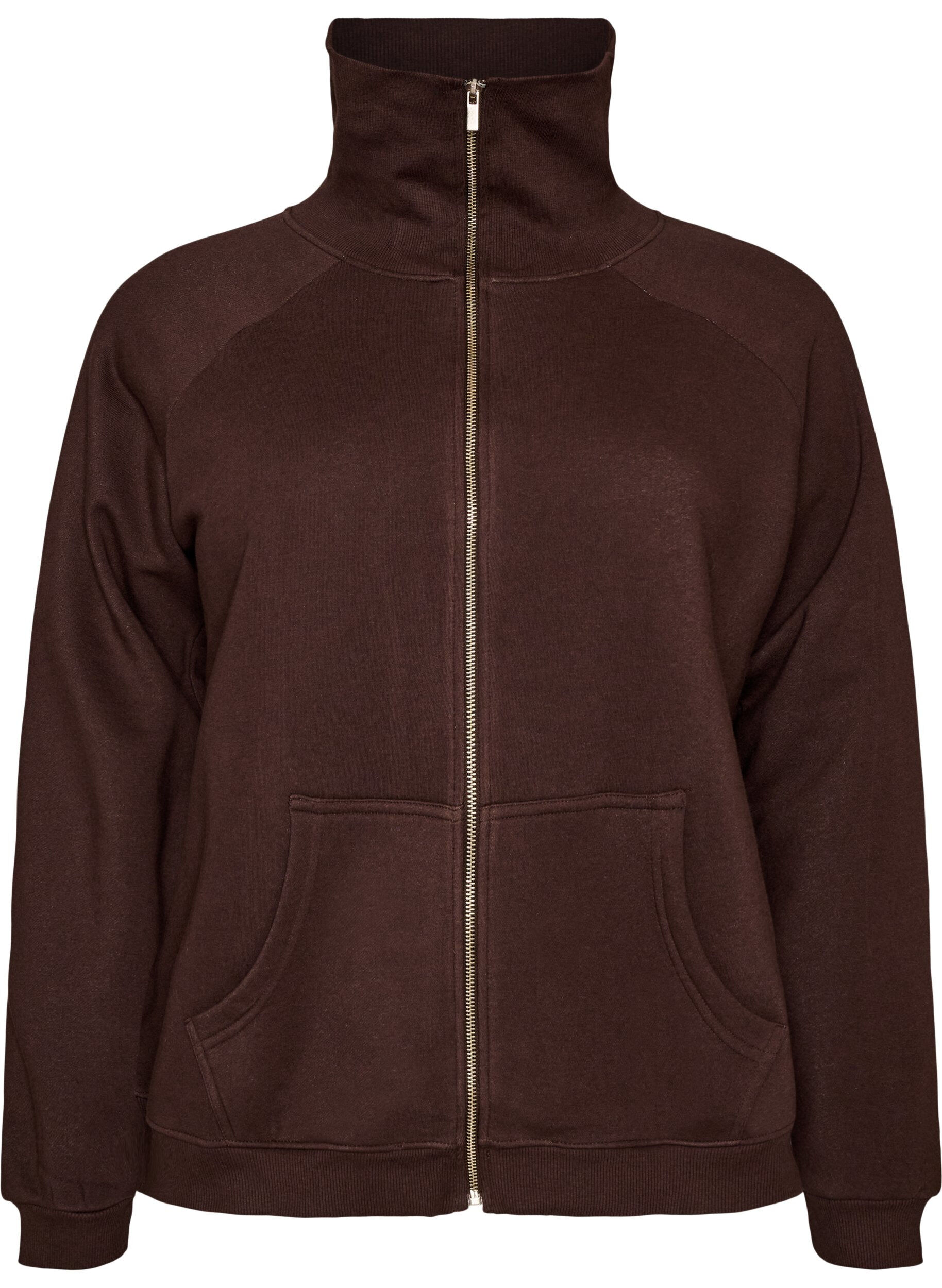 Sweatjacke mit hohem Kragen und Rei&szlig;verschluss