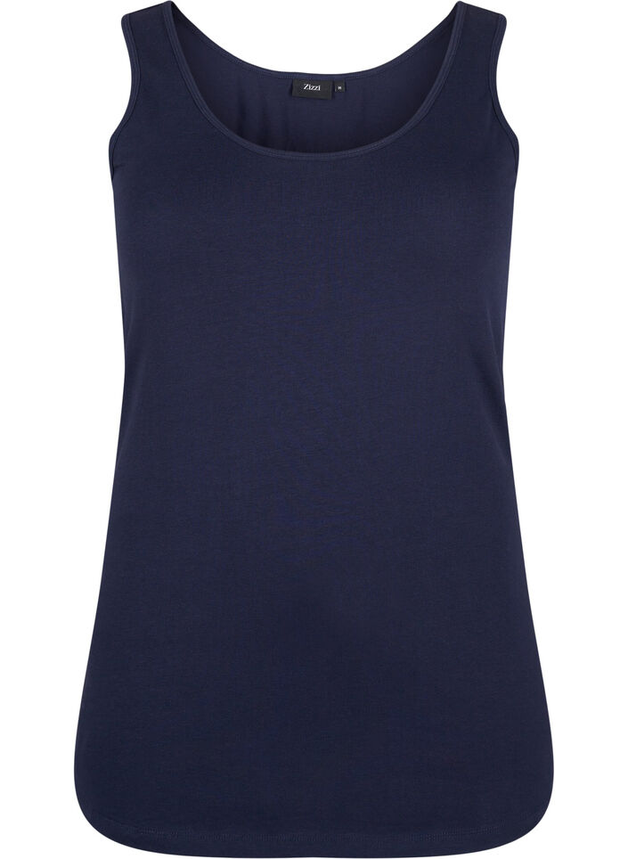 Top basique de couleur unie en coton, Bleu, Packshot image number 0