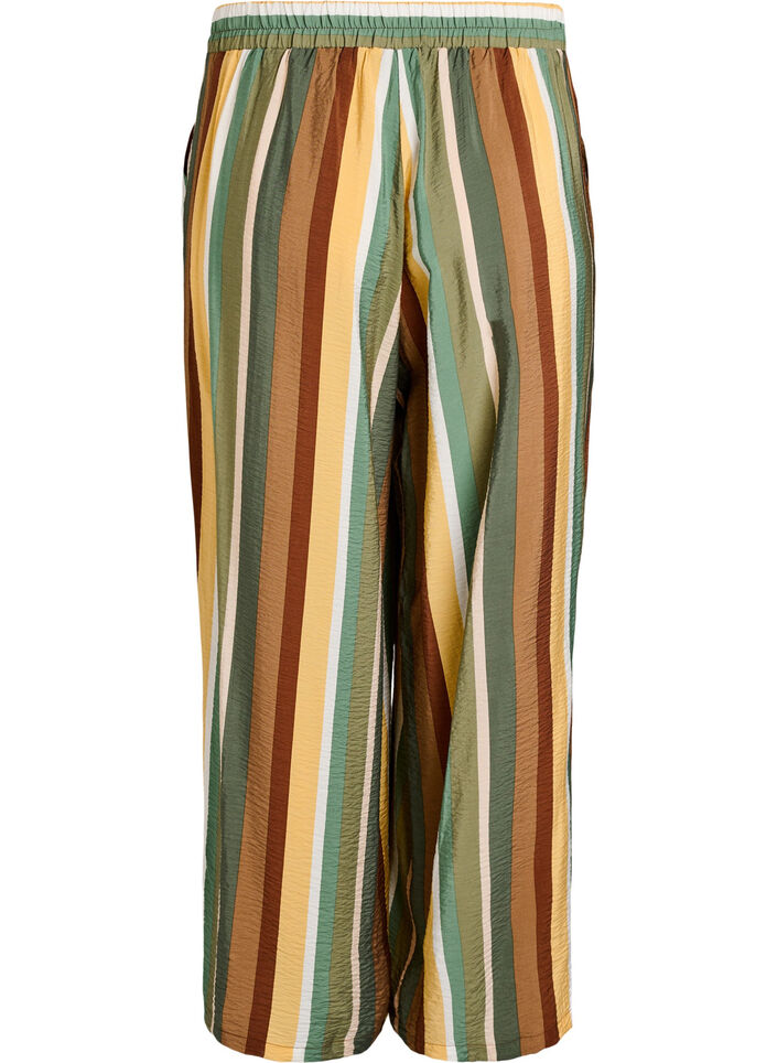 Pantalon ample en viscose avec des rayures, Marron, Packshot image number 1