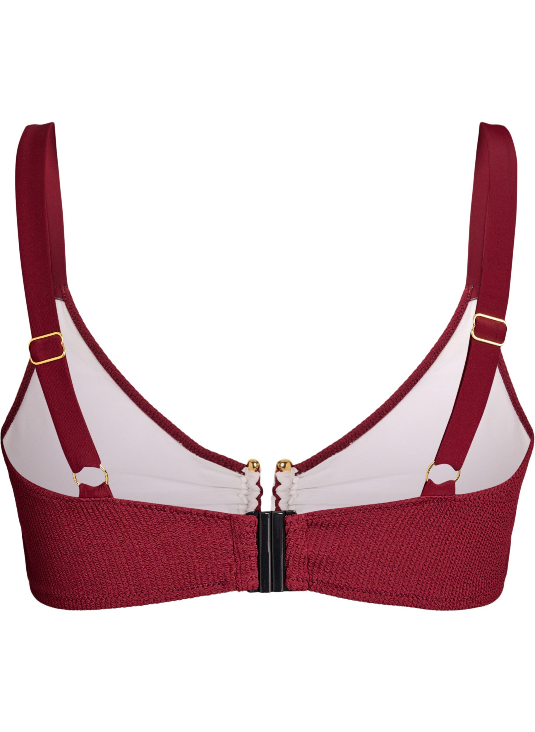 Zizzi Strukturiertes Bikini Top mit Golddetail, Rot, Packshot image number 1
