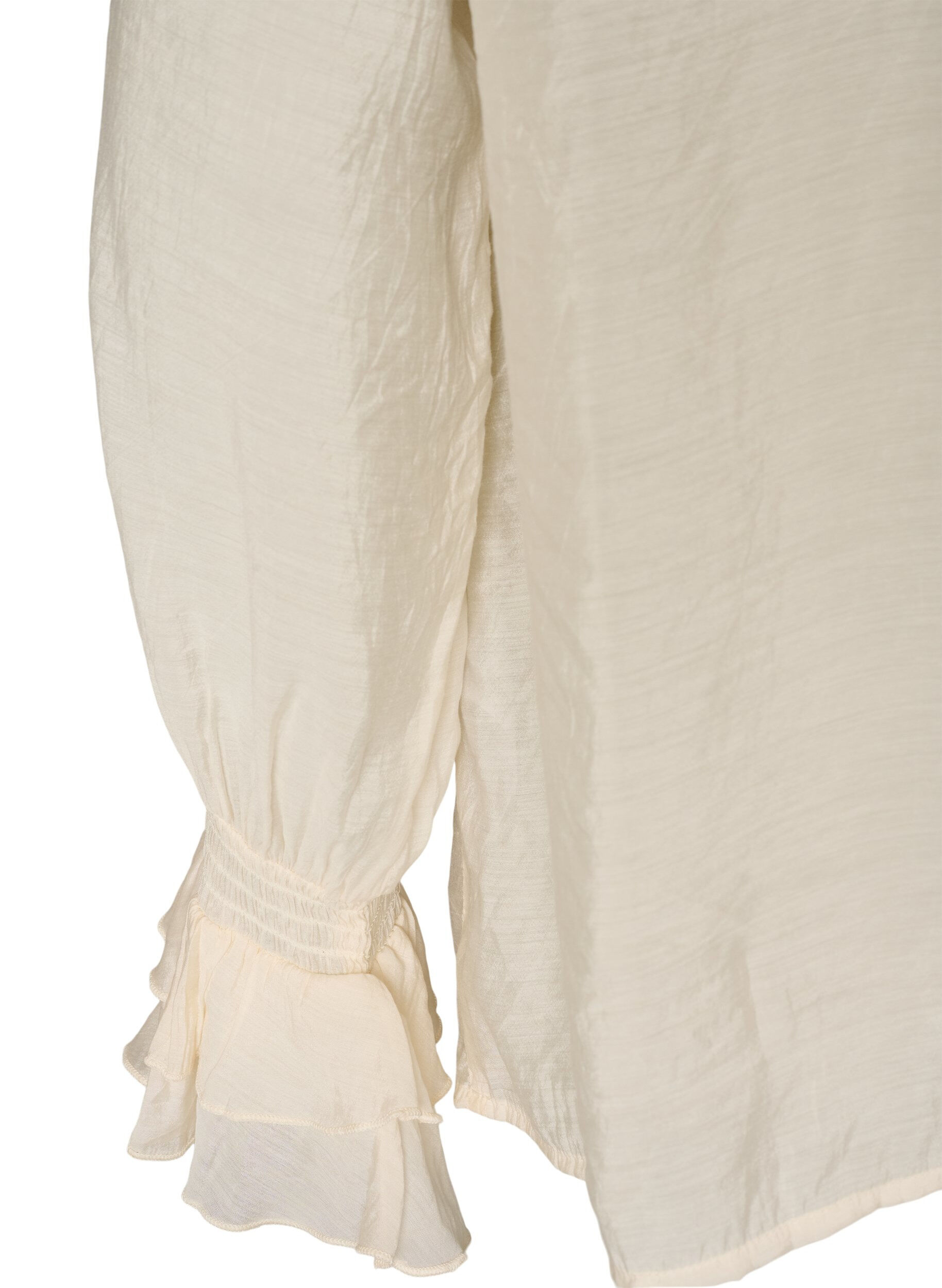 ZizziBlouse en viscose avec volants et manches longues, Vanille, Packshot image number 3