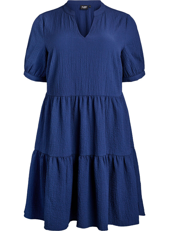 Robe courte &agrave; coupe &eacute;vas&eacute;e, Bleu, Packshot image number 0
