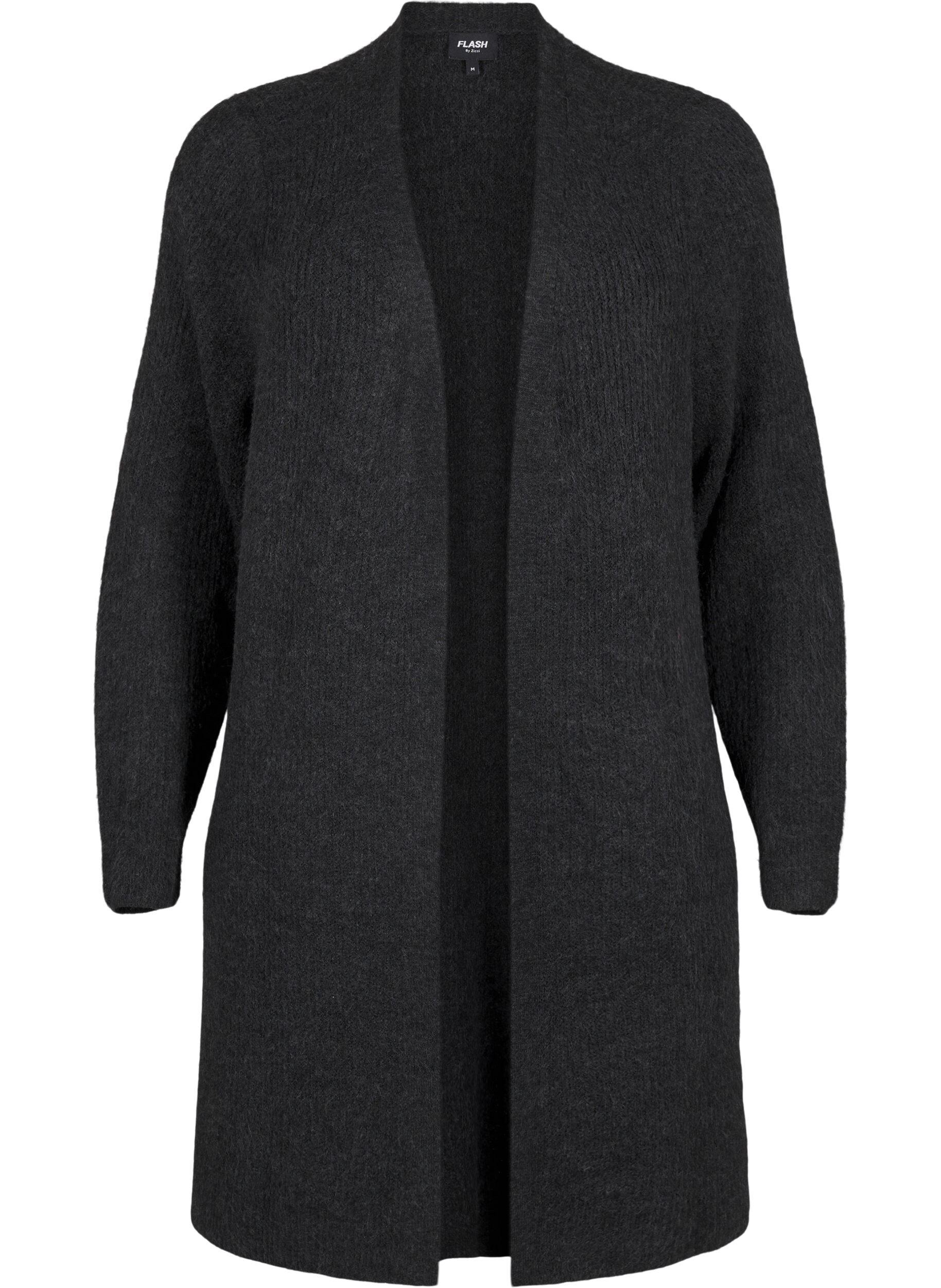 Zizzi FLASH - Cardigan &agrave; manches longues avec fentes lat&eacute;rales, Dark Grey Melange, Packshot image number 0