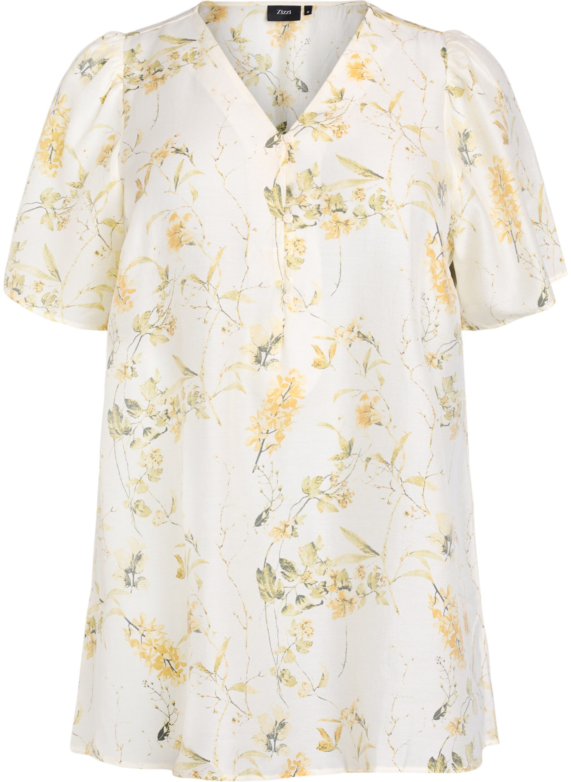 Zizzi A-linien Tunika mit kurzen &Auml;rmeln, Gelb, Packshot image number 0