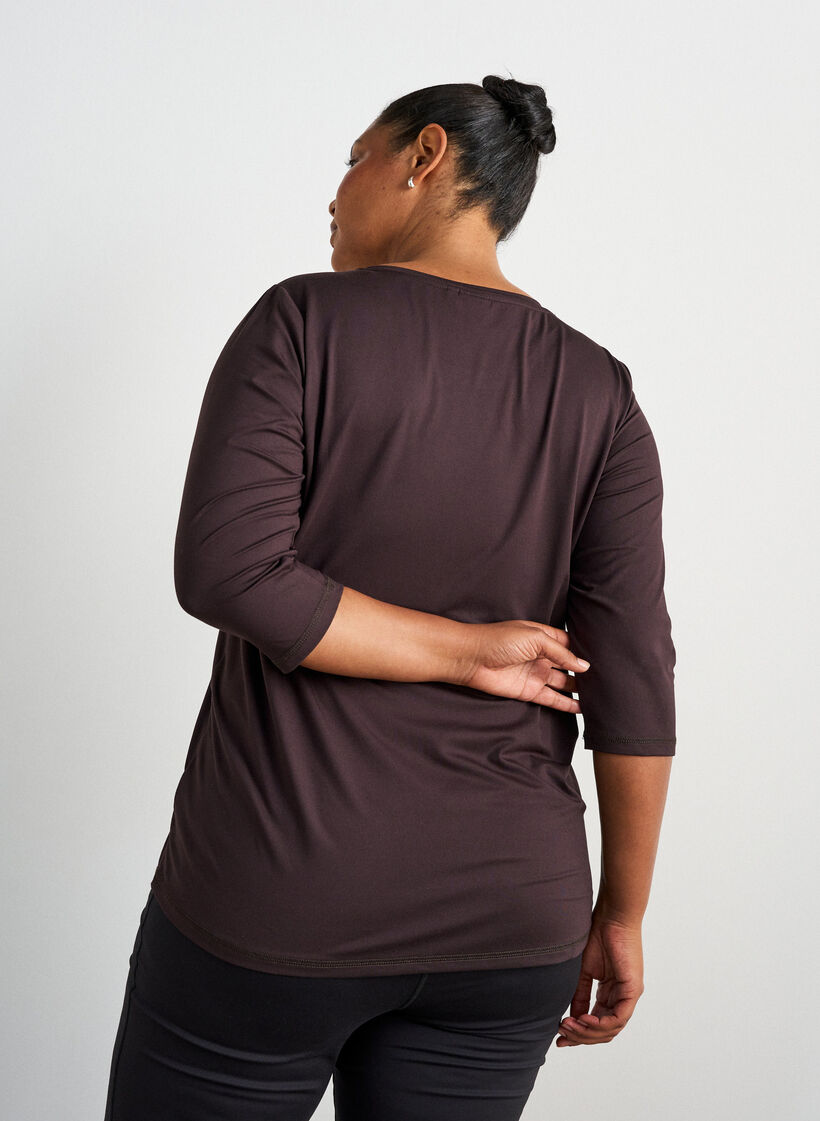 Haut de sport avec manches 3/4, Marron, Model image number 2
