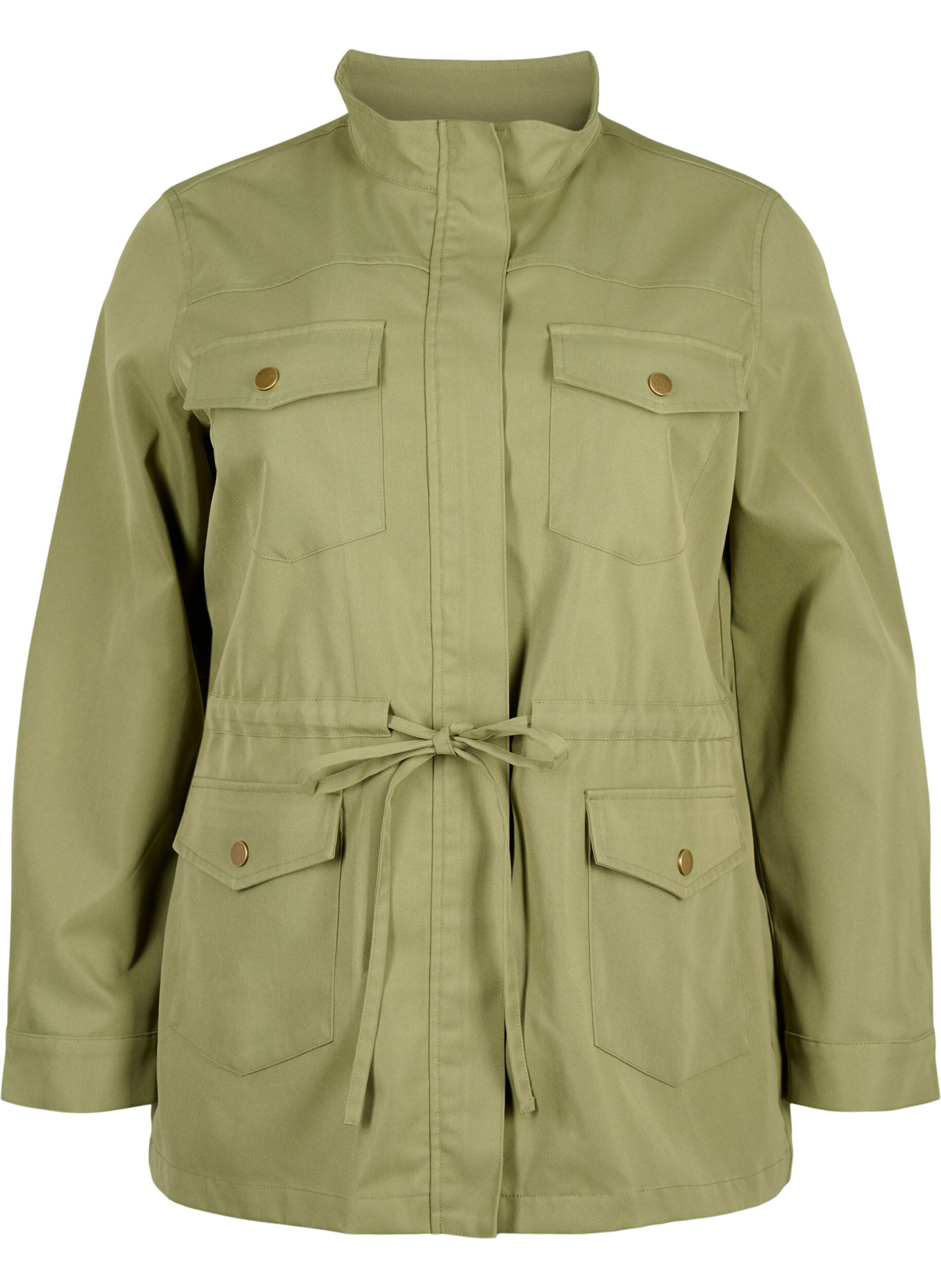 Zizzi Armee-Jacke mit Tunnelzug am Bund, Aloe, Packshot image number 0