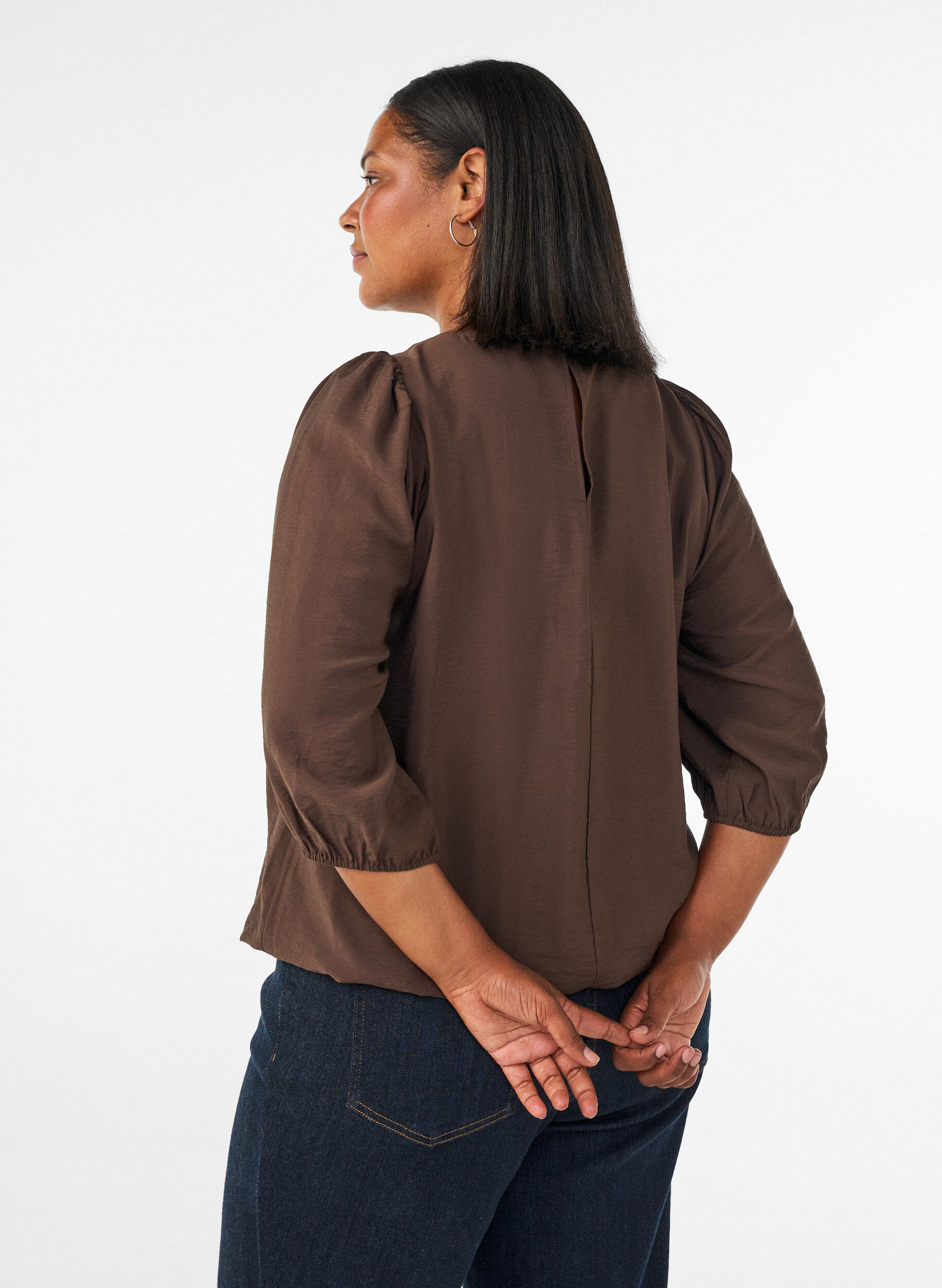ZizziBluse aus Spitze mit 3/4-&Auml;rmeln, Braun, Model image number 2