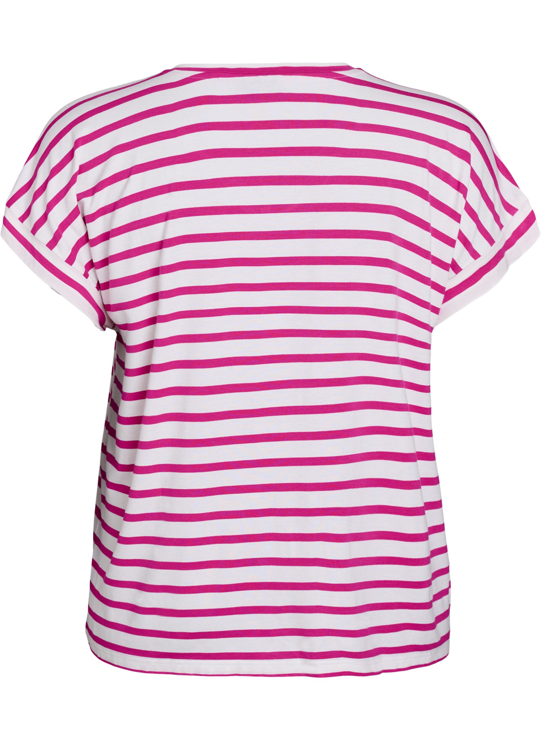 Zizzi T-shirt ray&eacute; avec col en V, Rose, Packshot image number 1