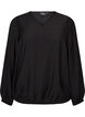 Viskosebluse mit V-Ausschnitt und Ballonform, Schwarz, Packshot image number 0