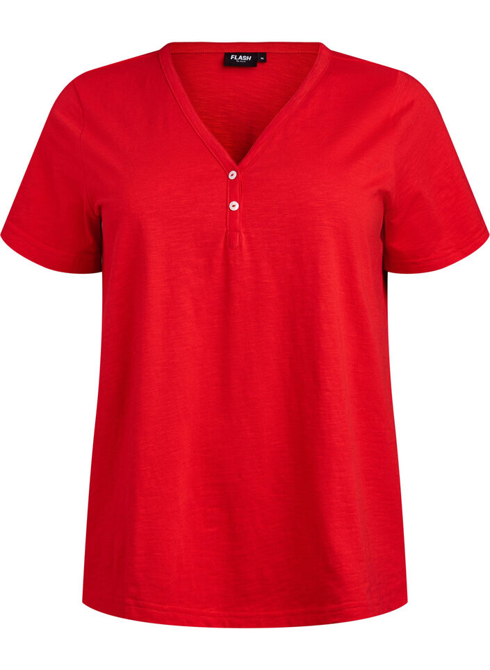 T-Shirt mit Knopfleiste, Rot, Packshot image number 0
