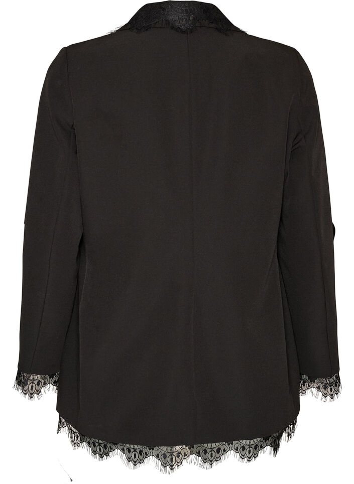 Blazer avec finitions en dentelle, Noir, Packshot