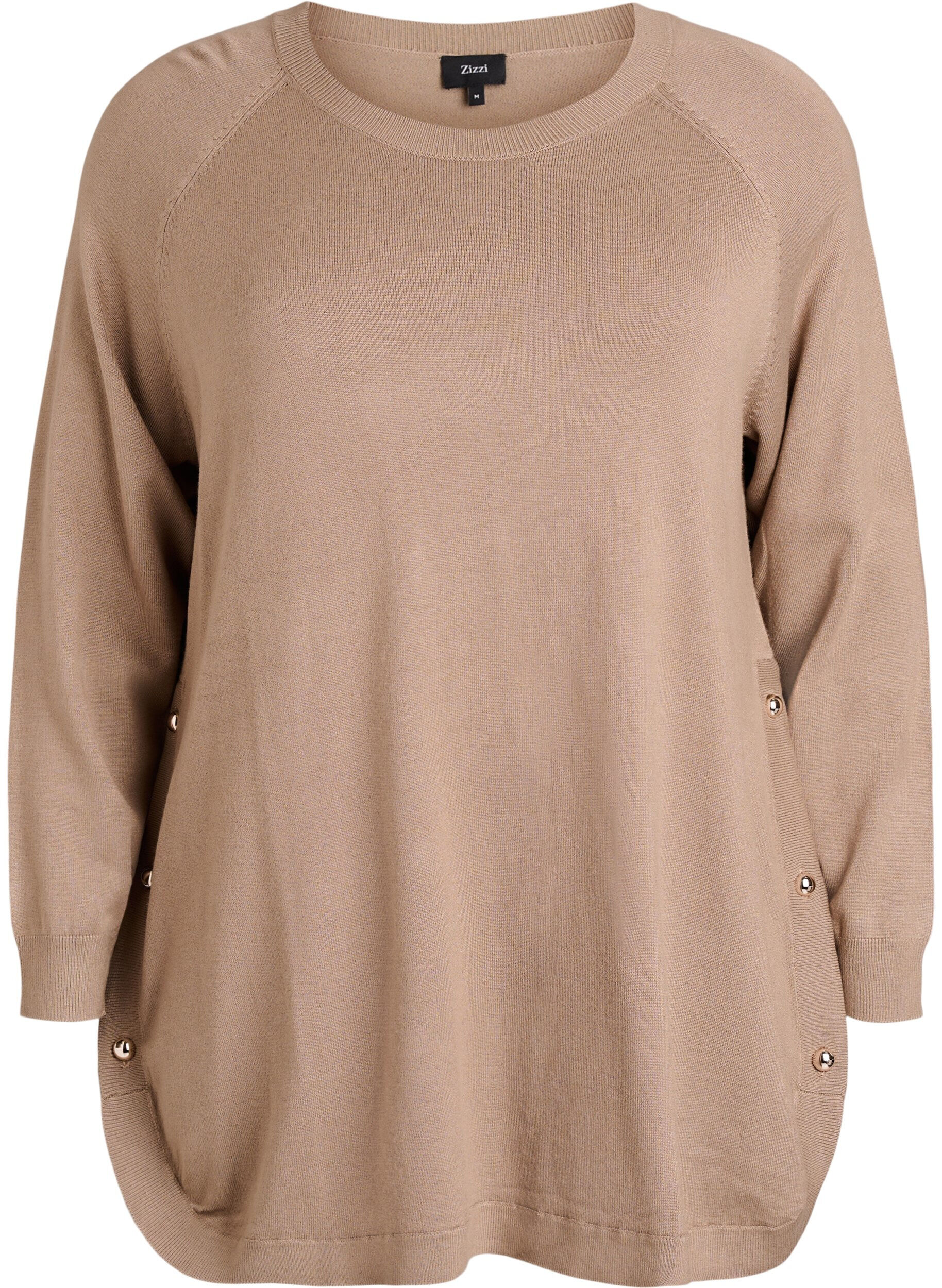 ZizziStrickbluse mit seitlichen Kn&ouml;pfen, Beige, Packshot image number 0