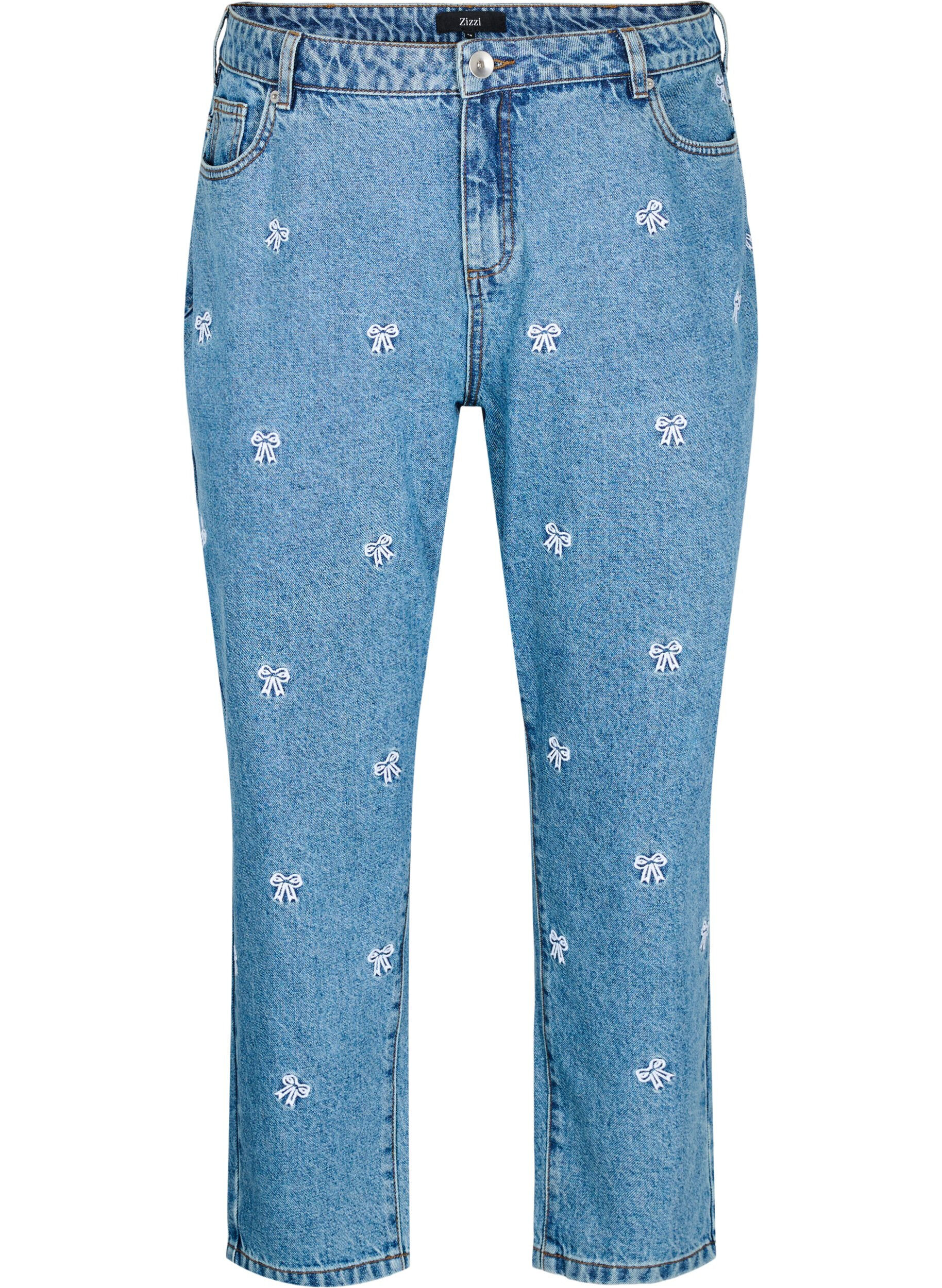 Zizzi Mille Mom Fit Jeans mit Stickerei, Blau, Packshot image number 0