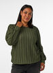 Blouse en jersey textur&eacute; &agrave; la silhouette ballon, Vert, Model image number 0