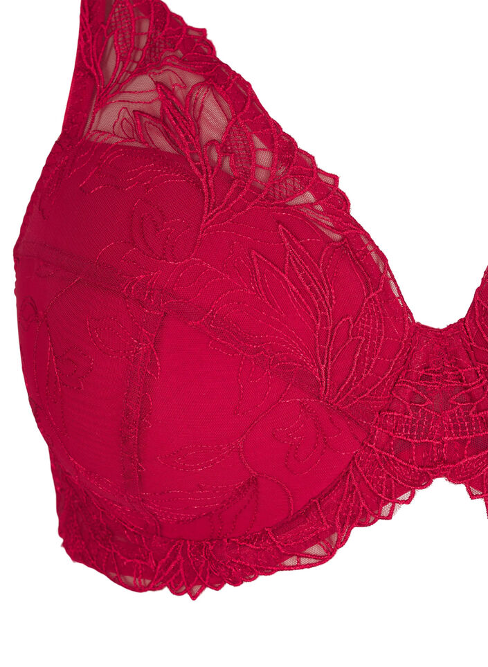 Soutien-gorge en dentelle rembourré avec armature, Rouge, Packshot image number 2