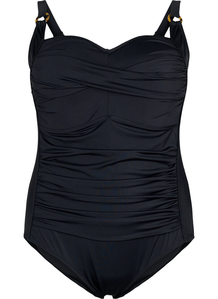Maillot de bain matelass&eacute; avec draperies, Noir, Packshot image number 0