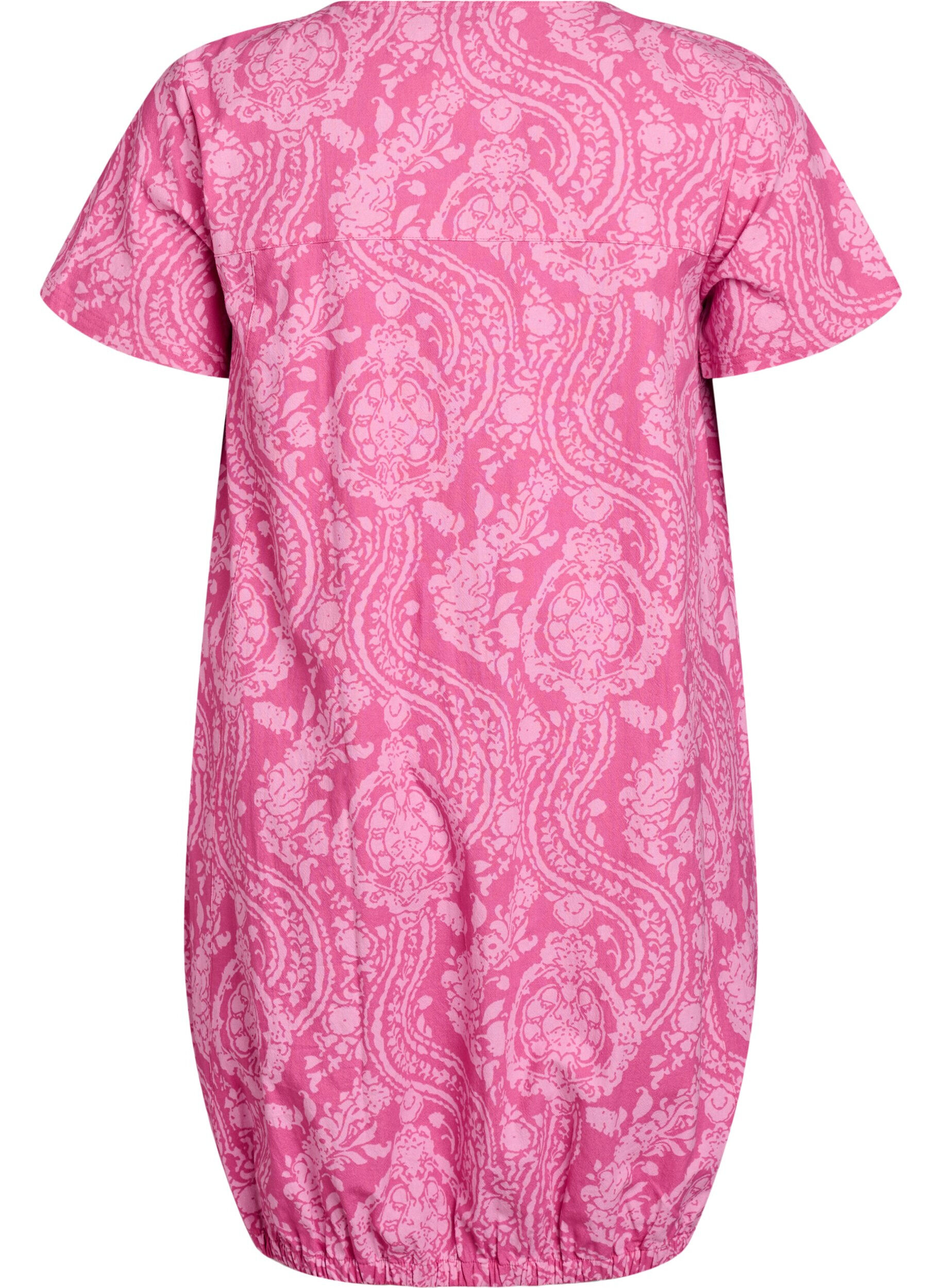 ZizziKurz&auml;rmliges Baumwollkleid mit Aufdruck, Pink, Packshot image number 1