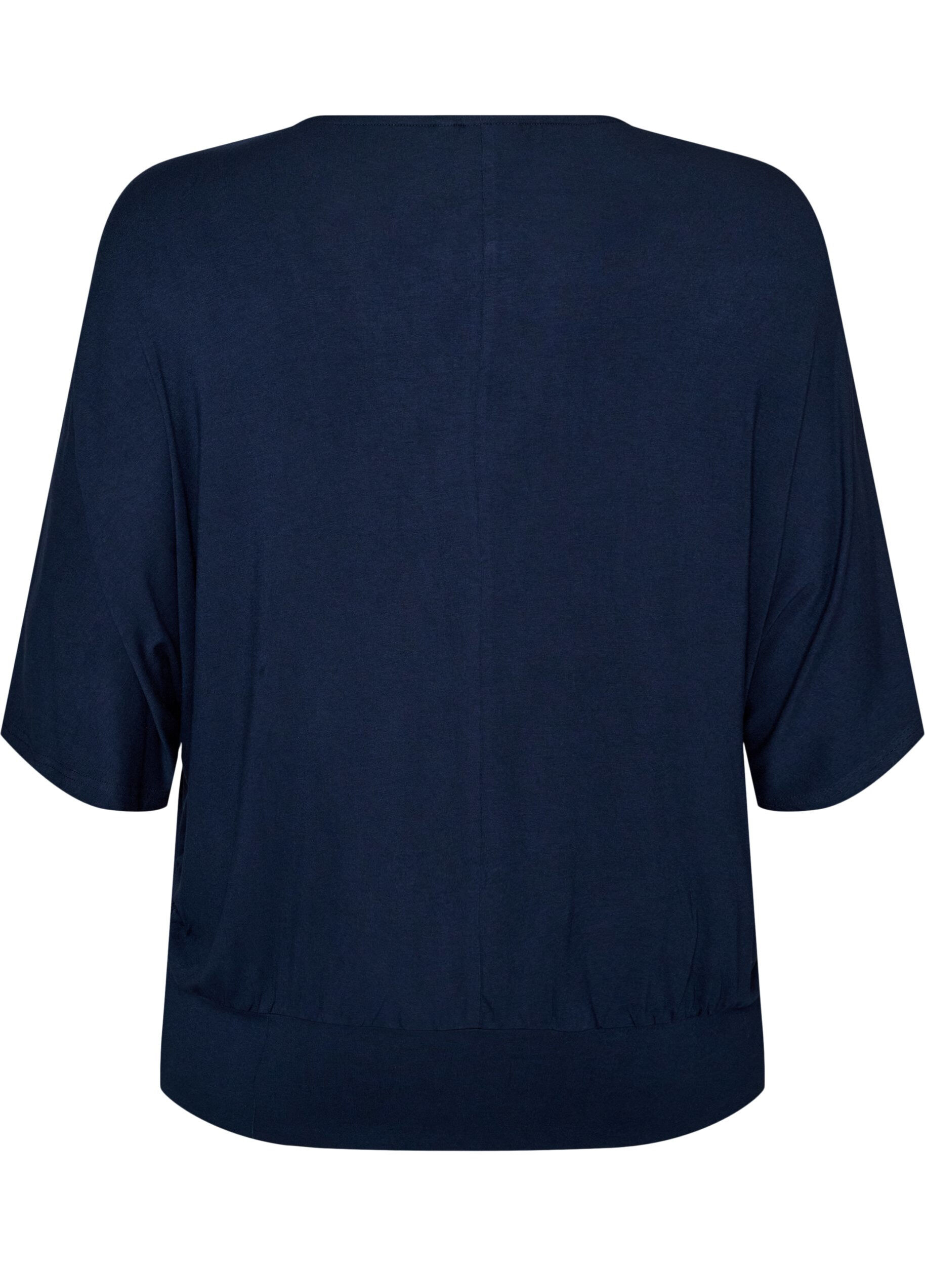 ZizziBlouse en jersey avec des manches ballon au coude, Bleu, Packshot image number 1