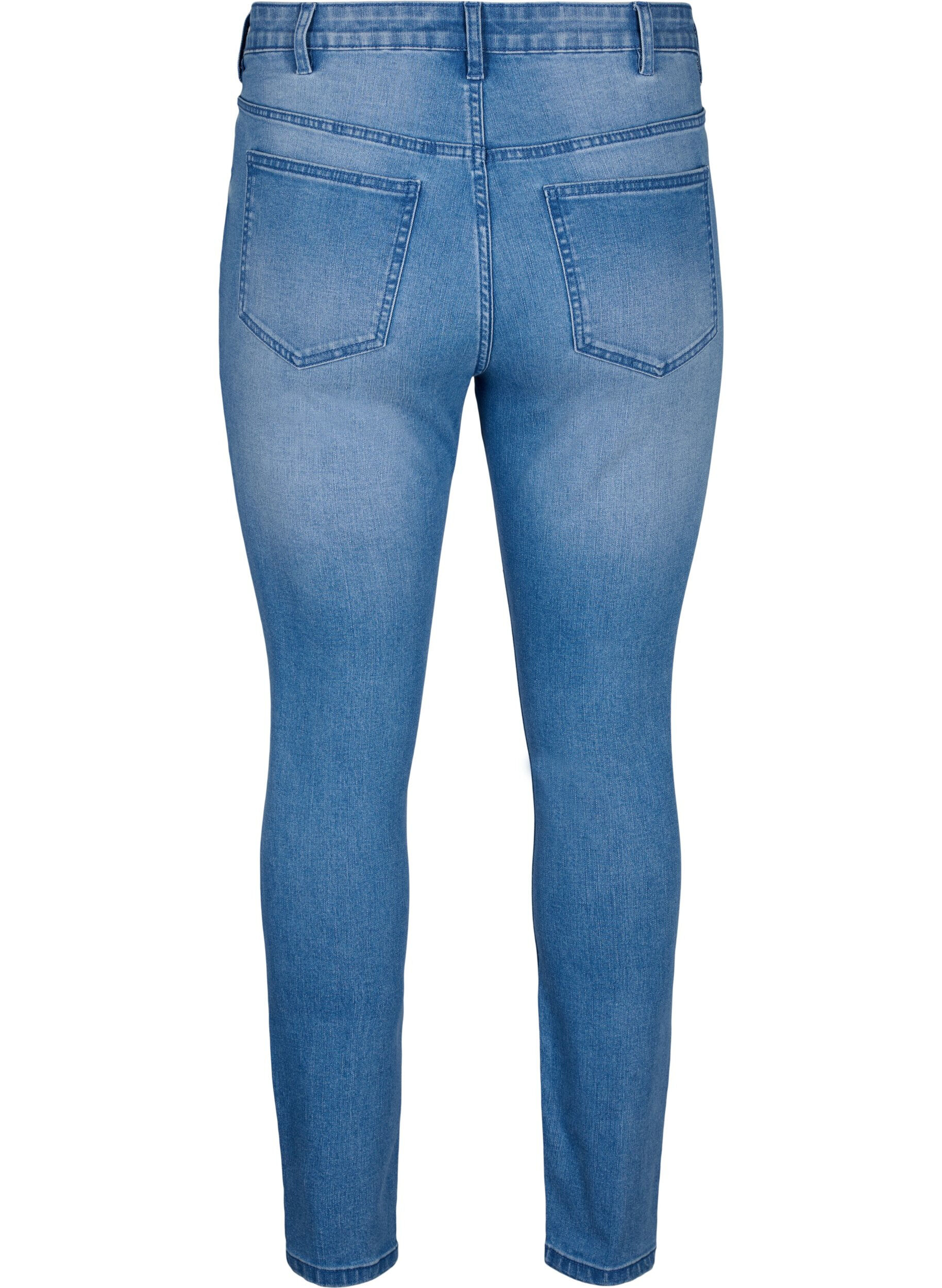 Zizzi Amy-Jeans mit superschmaler Passform und gerippten Details, Blau, Packshot image number 1