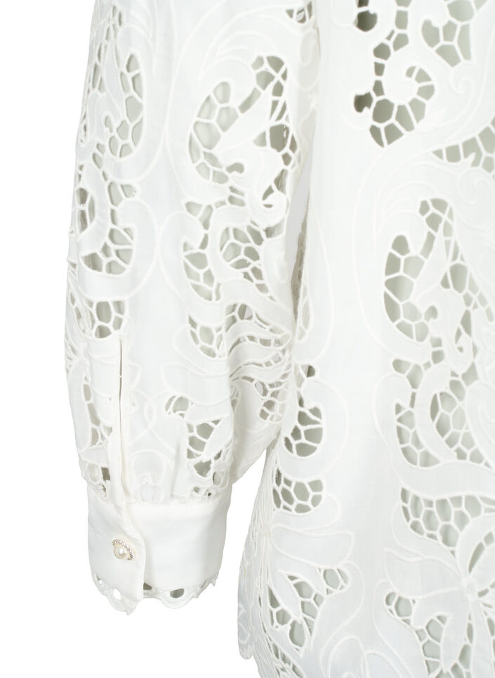 Langärmlige Hemdbluse aus Spitze, White, Packshot image number 3