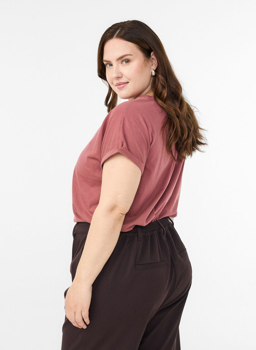 T-Shirt aus Baumwollmischung mit kurzen Ärmeln, Rot, Model image number 1