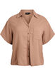 Blouse en mousseline de coton &agrave; manches courtes, Marron, Packshot image number 0