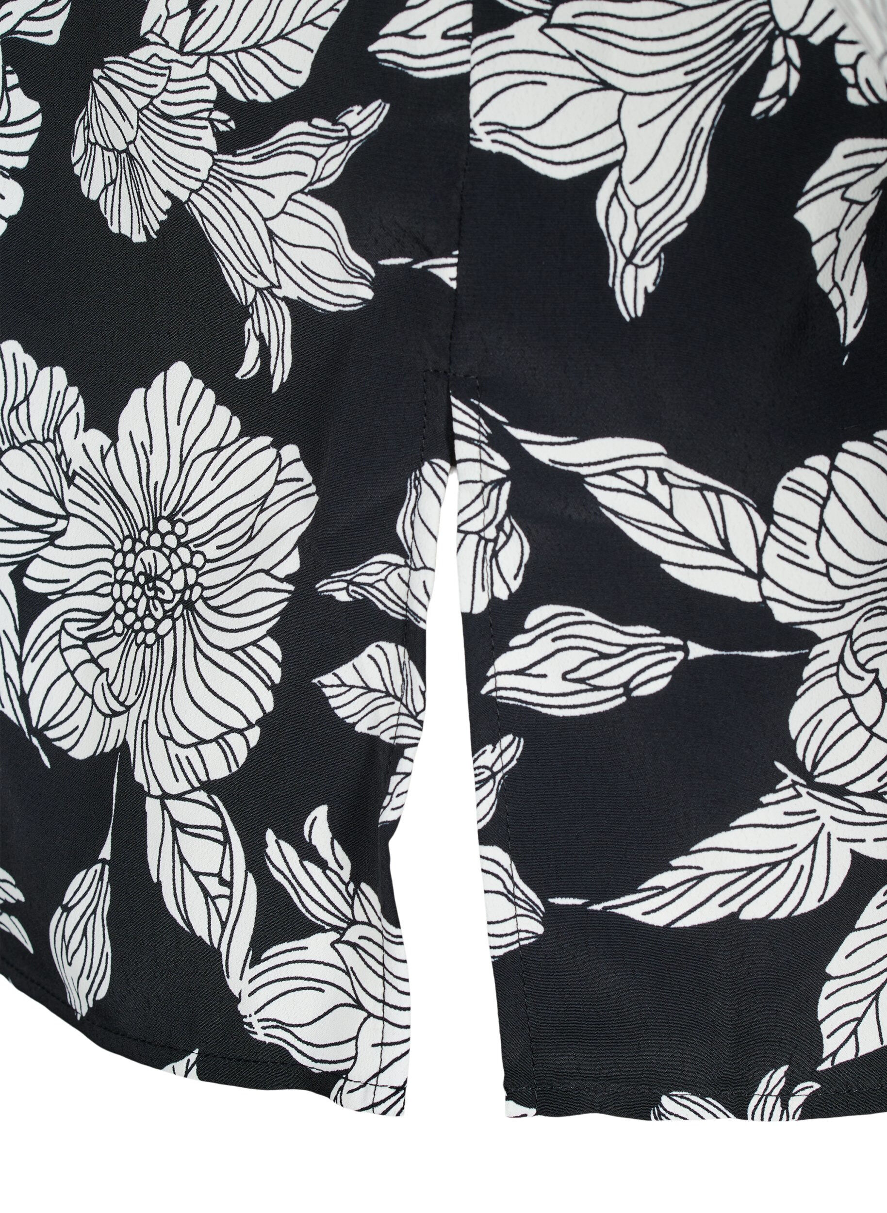 Zizzi Chemise &agrave; imprim&eacute; floral, Noir, Packshot image number 3