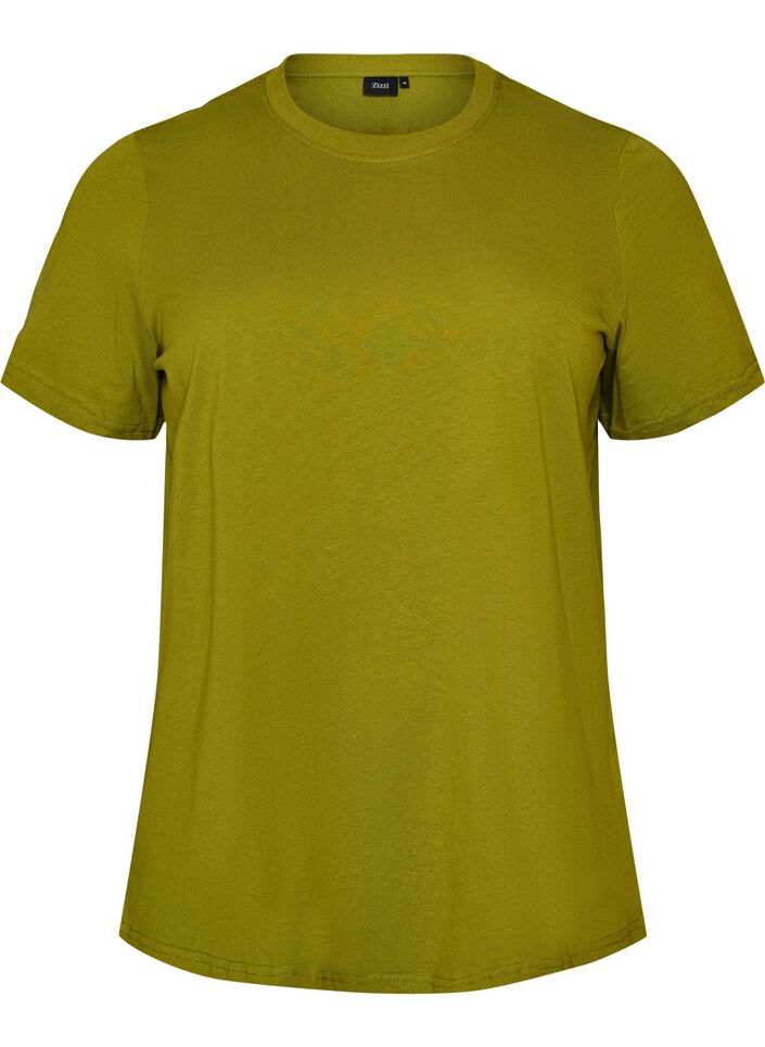 Basic cotton T-shirt with round neck, Green, Packshot image number 0
