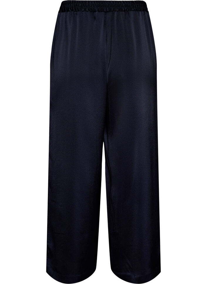 Pantalon aspect satin &agrave; jambes larges et droites, Bleu, Packshot image number 1