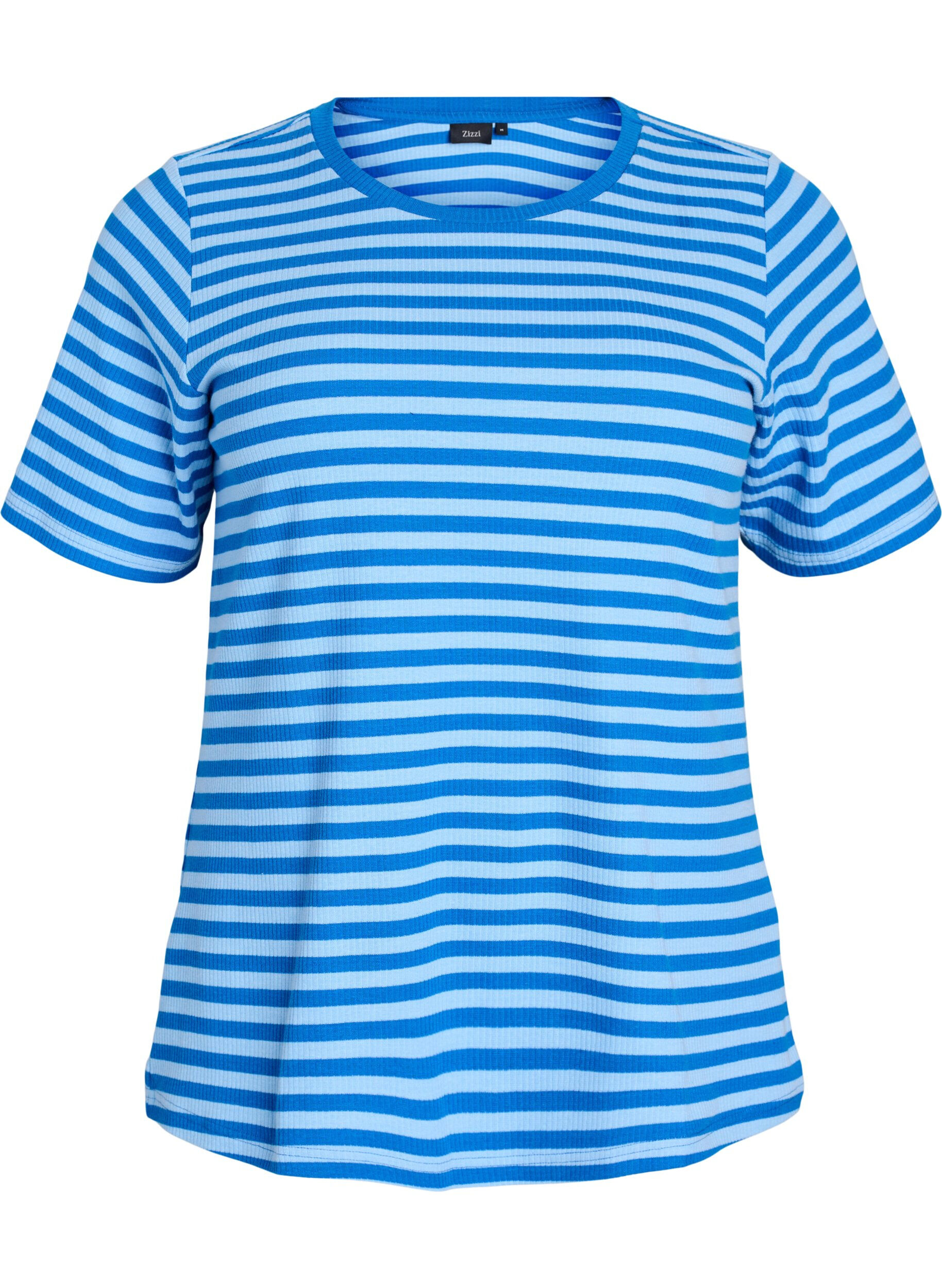 Gestreiftes T-Shirt mit gerippter Struktur